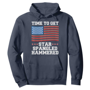 Funny Time To Get Star Spangled Hammered Hoodie 4th of July Drinking Beer Pong Red Cup American Flag TS11 Navy Print Your Wear