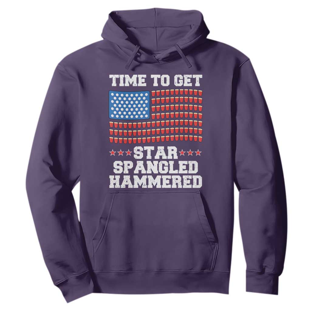 Funny Time To Get Star Spangled Hammered Hoodie 4th of July Drinking Beer Pong Red Cup American Flag TS11 Purple Print Your Wear