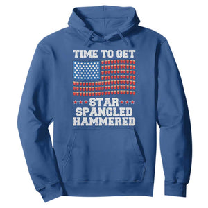 Funny Time To Get Star Spangled Hammered Hoodie 4th of July Drinking Beer Pong Red Cup American Flag TS11 Royal Blue Print Your Wear
