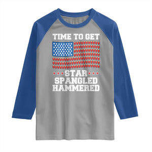 Funny Time To Get Star Spangled Hammered Raglan Shirt 4th of July Drinking Beer Pong Red Cup American Flag TS11 Sport Gray Royal Print Your Wear