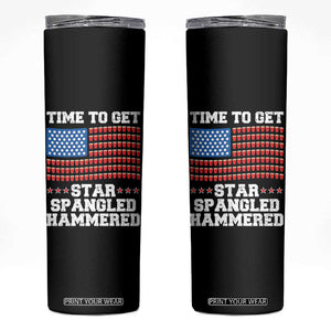 Funny Time To Get Star Spangled Hammered Skinny Tumbler 4th of July Drinking Beer Pong Red Cup American Flag TS11 Black Print Your Wear