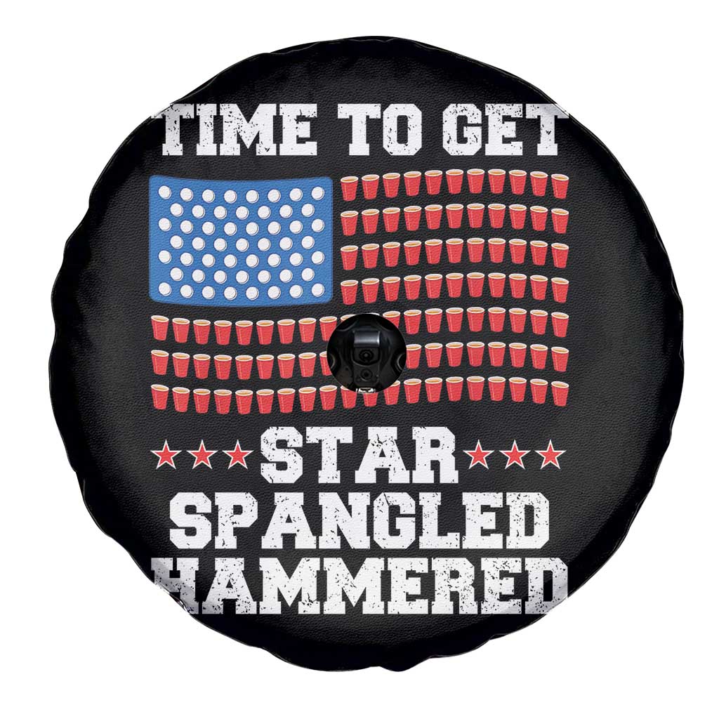 Funny Time To Get Star Spangled Hammered Spare Tire Cover 4th of July Drinking Beer Pong Red Cup American Flag TS11 Print Your Wear