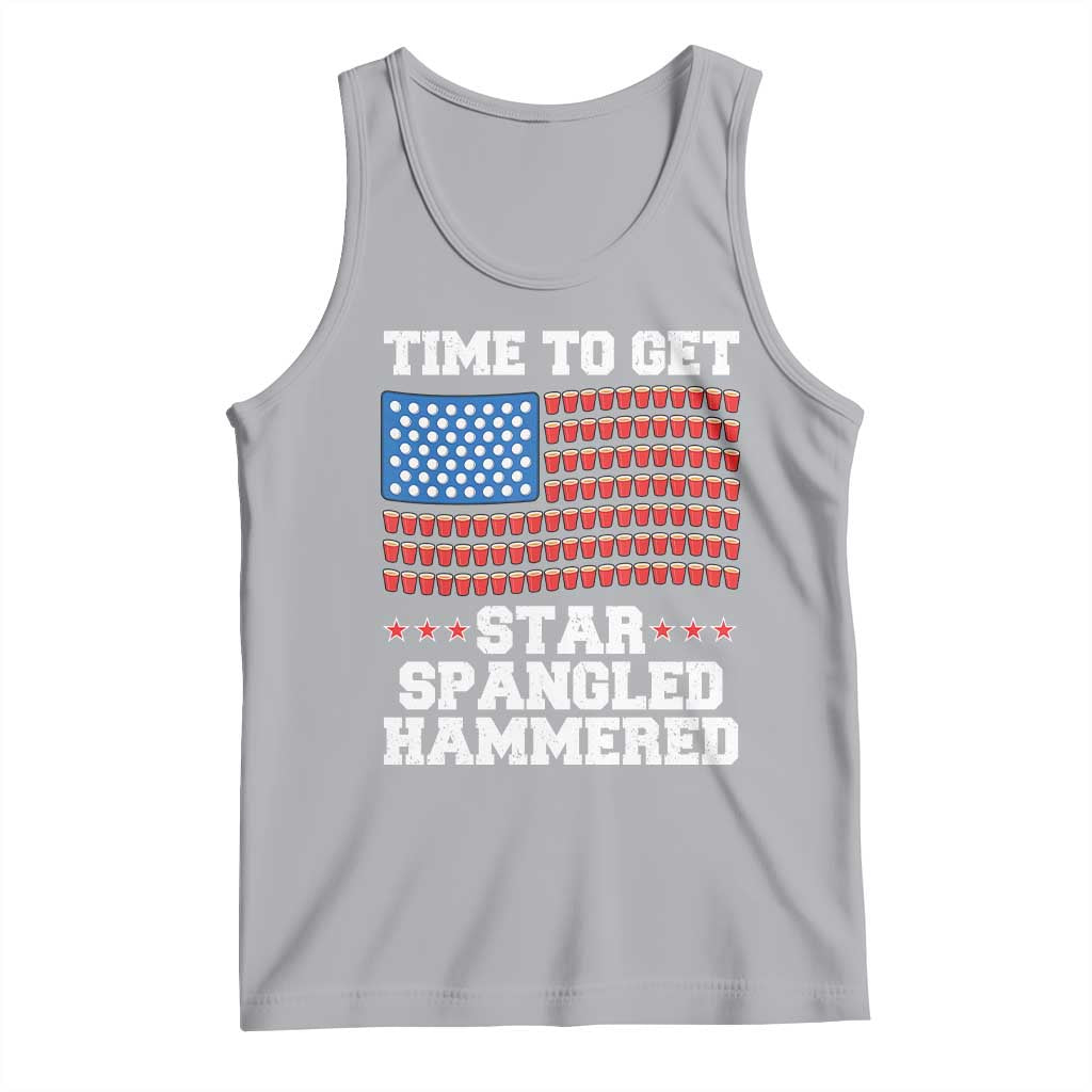Funny Time To Get Star Spangled Hammered Tank Top 4th of July Drinking Beer Pong Red Cup American Flag TS11 Athletic Heather Print Your Wear