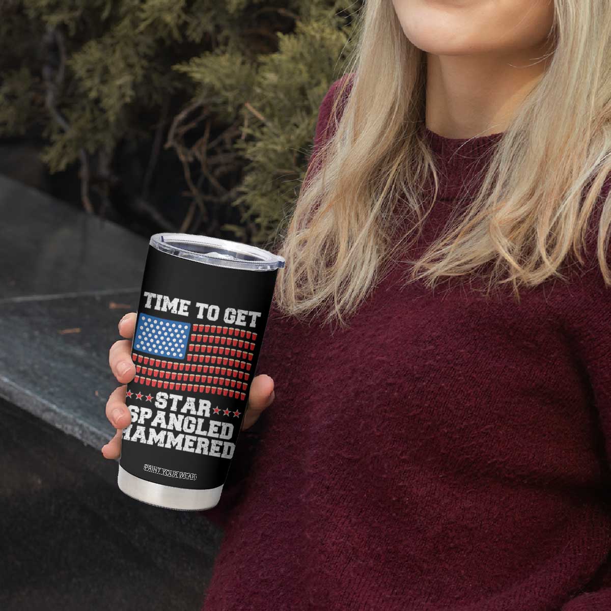 Funny Time To Get Star Spangled Hammered Tumbler Cup 4th of July Drinking Beer Pong Red Cup American Flag TS11 Print Your Wear