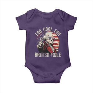 Funny Too Cool For British Rule Baby Onesie George Washington USA American Flag 4th of July TS11 Purple Print Your Wear