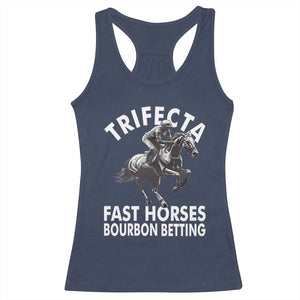 Funny Trifecta Fast Horses Bourbon Betting Racerback Tank Top Horse Racing Betting TS11 Navy Print Your Wear