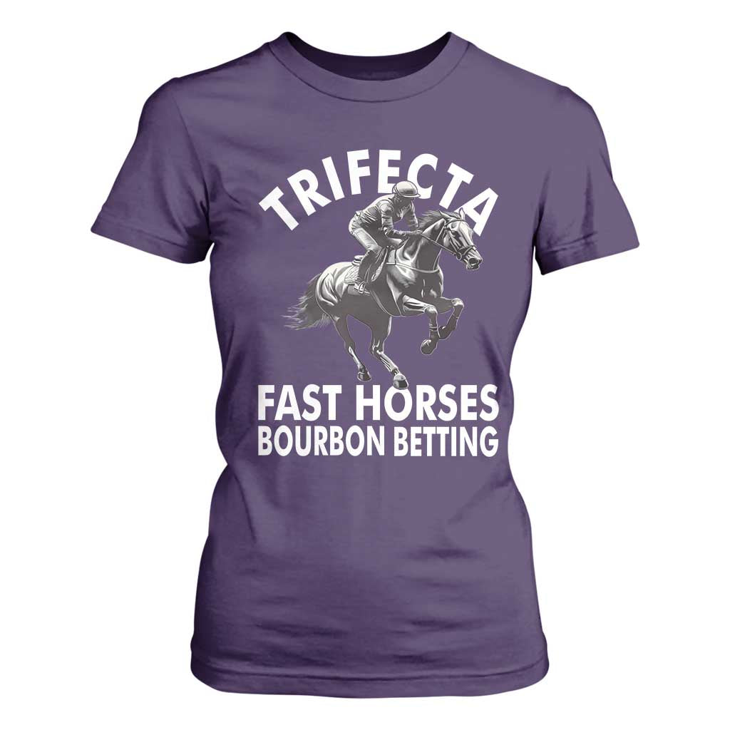 Funny Trifecta Fast Horses Bourbon Betting T Shirt For Women Horse Racing Betting TS11 Purple Print Your Wear