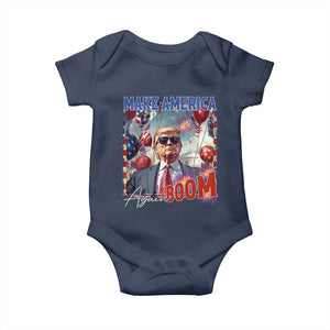 Funny Trump 4th of July Baby Onesie Make America Boom Again American Flag TS11 Navy Print Your Wear