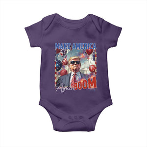 Funny Trump 4th of July Baby Onesie Make America Boom Again American Flag TS11 Purple Print Your Wear