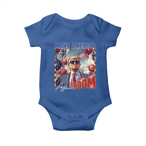 Funny Trump 4th of July Baby Onesie Make America Boom Again American Flag TS11 Royal Blue Print Your Wear
