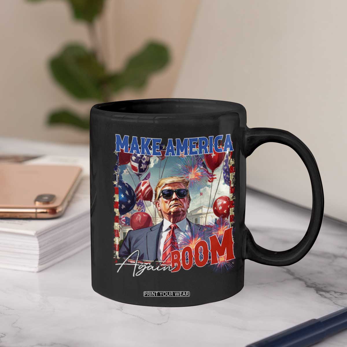 Funny Trump 4th of July Coffee Mug Make America Boom Again American Flag TS11 Print Your Wear