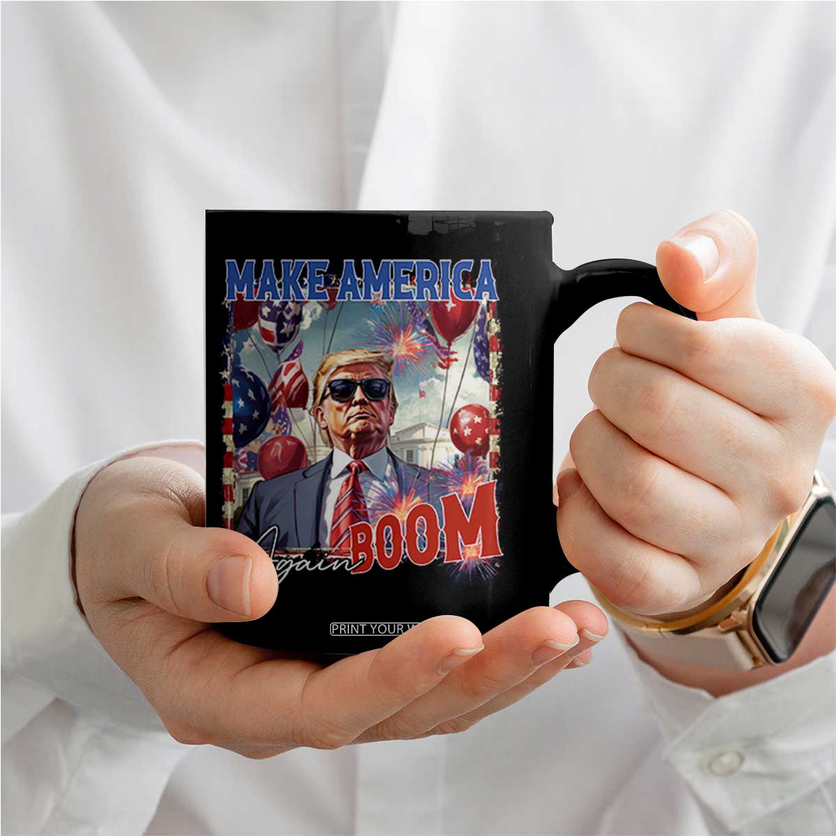Funny Trump 4th of July Coffee Mug Make America Boom Again American Flag TS11 Print Your Wear