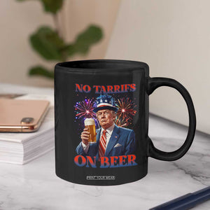 Funny Trump 4th of July Coffee Mug No Tariffs On Beer Drinking USA Patriotic 2025 TS02 Print Your Wear