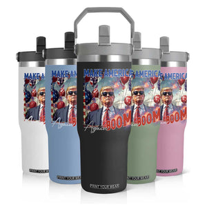 Funny Trump 4th of July Flip Straw Tumbler Make America Boom Again American Flag TS11 Print Your Wear