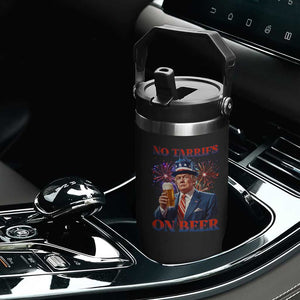 Funny Trump 4th of July Flip Straw Tumbler No Tariffs On Beer Drinking USA Patriotic 2025 TS02 Print Your Wear