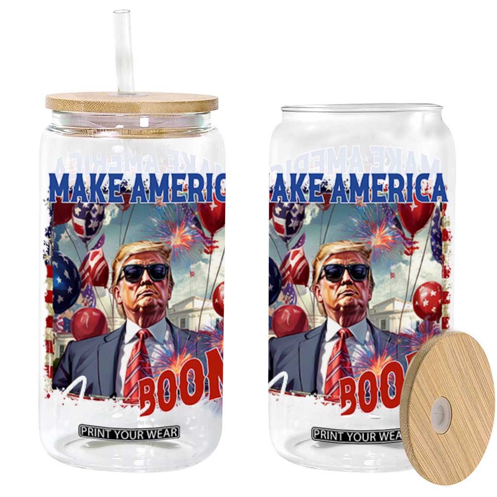 Funny Trump 4th of July Glass Can Make America Boom Again American Flag TS11 Black Print Your Wear