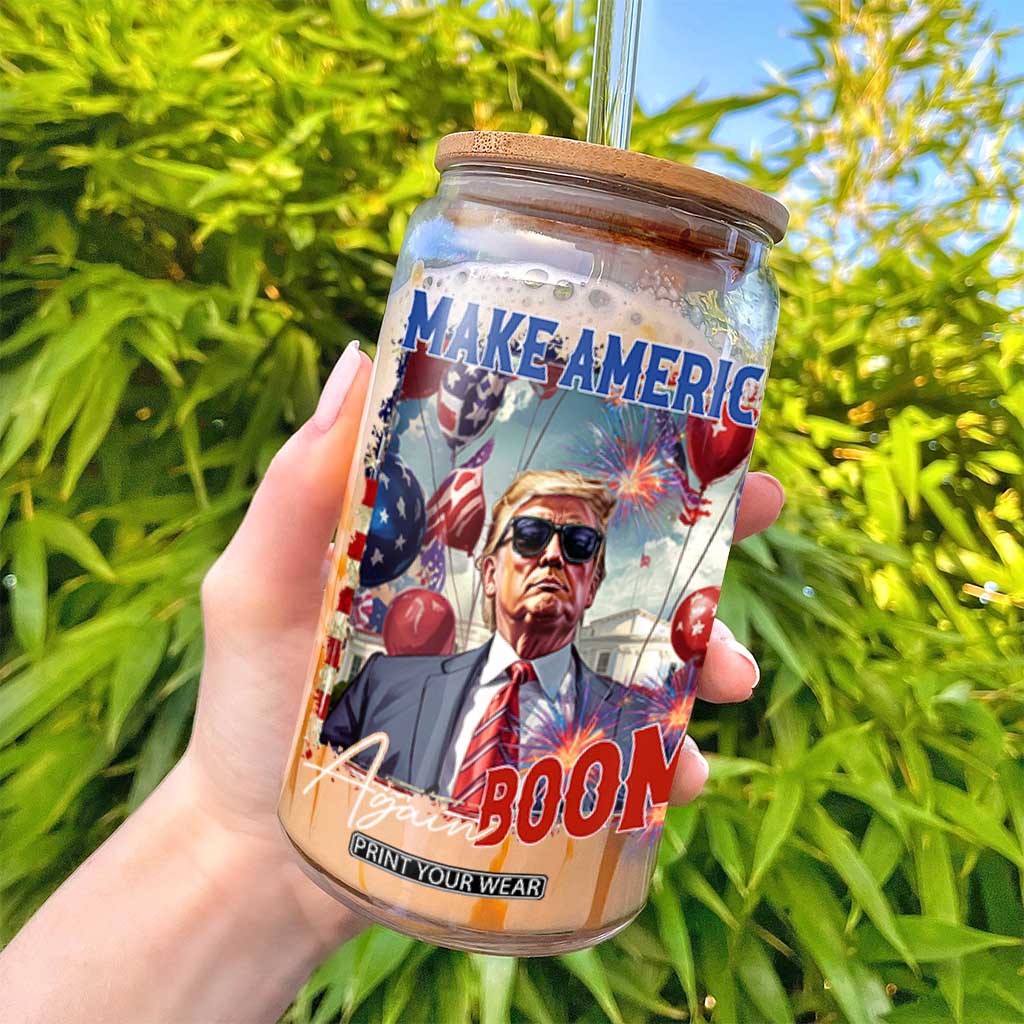 Funny Trump 4th of July Glass Can Make America Boom Again American Flag TS11 Print Your Wear