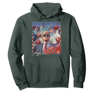 Funny Trump 4th of July Hoodie Make America Boom Again American Flag TS11 Dark Forest Green Print Your Wear