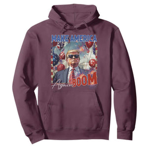 Funny Trump 4th of July Hoodie Make America Boom Again American Flag TS11 Maroon Print Your Wear