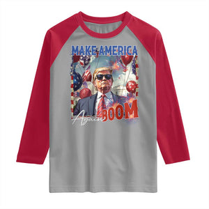 Funny Trump 4th of July Raglan Shirt Make America Boom Again American Flag TS11 Sport Gray Red Print Your Wear