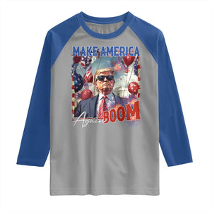 Funny Trump 4th of July Raglan Shirt Make America Boom Again American Flag TS11 Sport Gray Royal Print Your Wear
