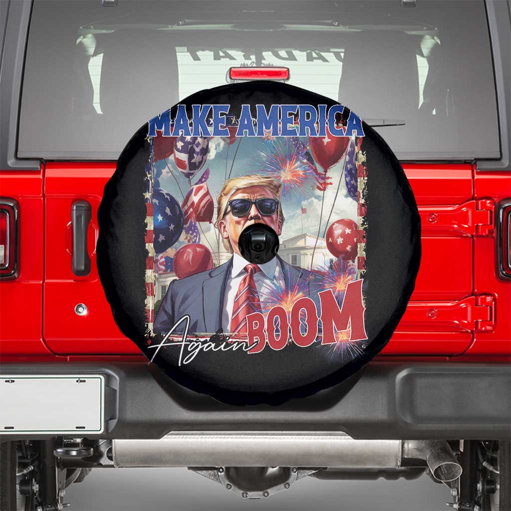 Funny Trump 4th of July Spare Tire Cover Make America Boom Again American Flag TS11 Black Print Your Wear