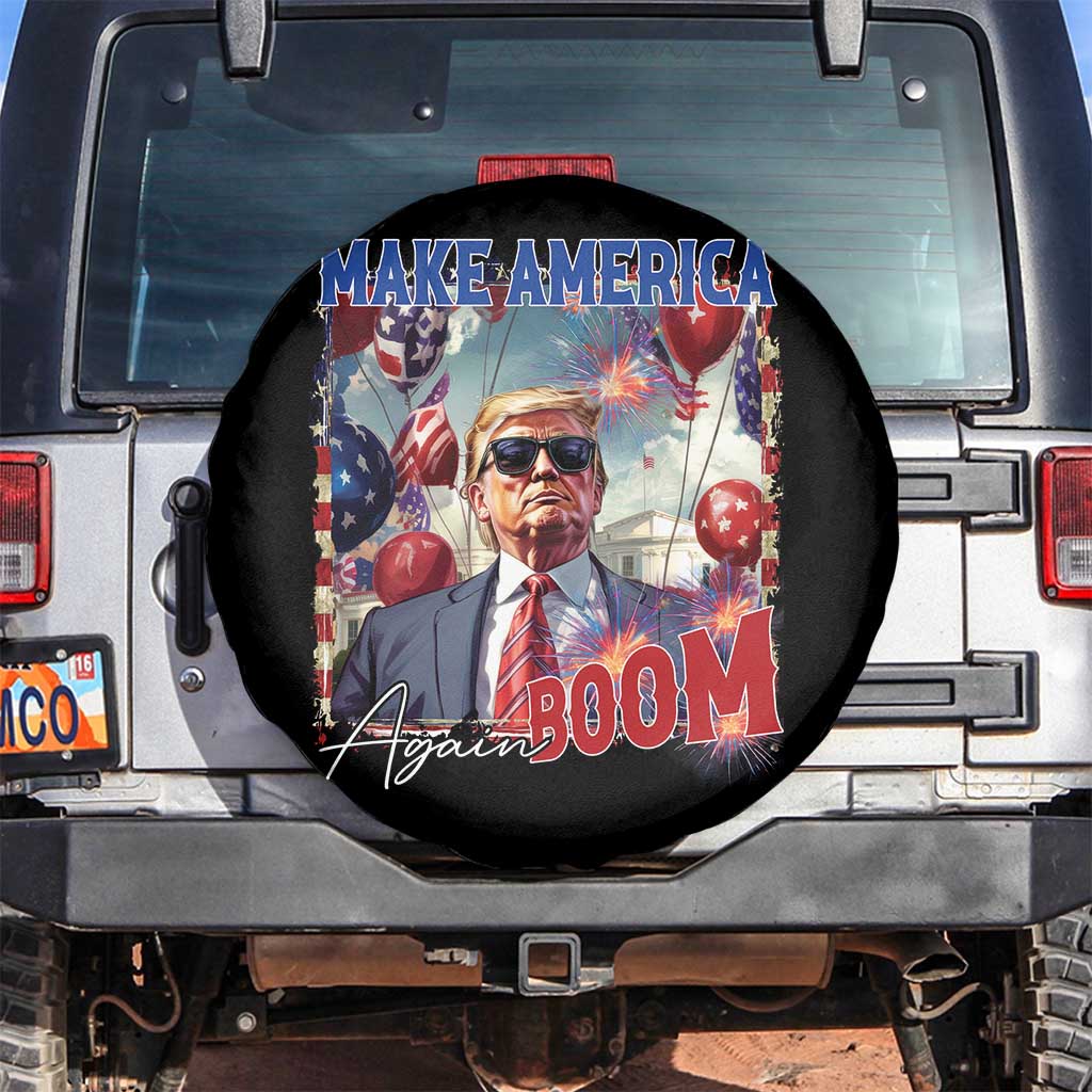 Funny Trump 4th of July Spare Tire Cover Make America Boom Again American Flag TS11 No hole Black Print Your Wear