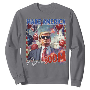 Funny Trump 4th of July Sweatshirt Make America Boom Again American Flag TS11 Charcoal Print Your Wear