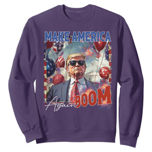 Funny Trump 4th of July Sweatshirt Make America Boom Again American Flag TS11 Purple Print Your Wear