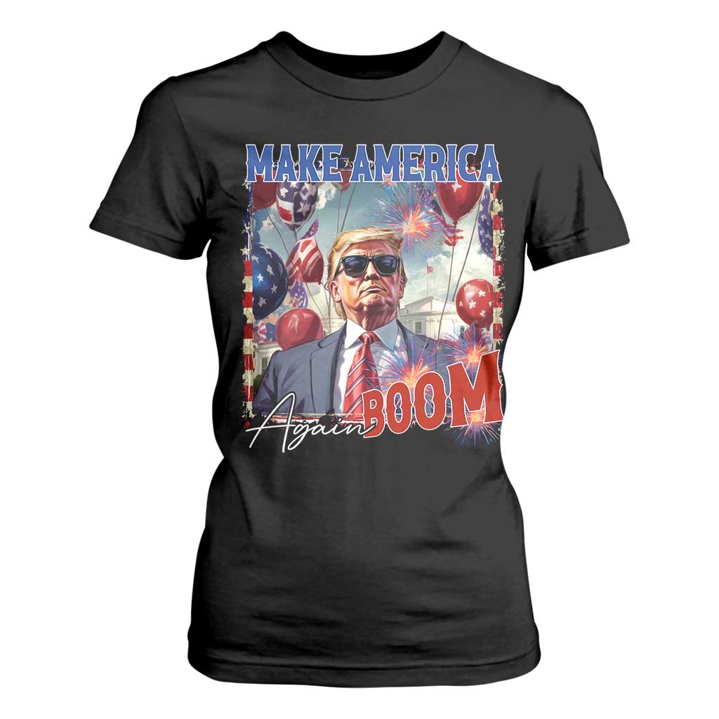 Funny Trump 4th of July T Shirt For Women Make America Boom Again American Flag TS11 Black Print Your Wear