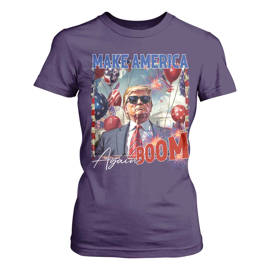 Funny Trump 4th of July T Shirt For Women Make America Boom Again American Flag TS11 Purple Print Your Wear