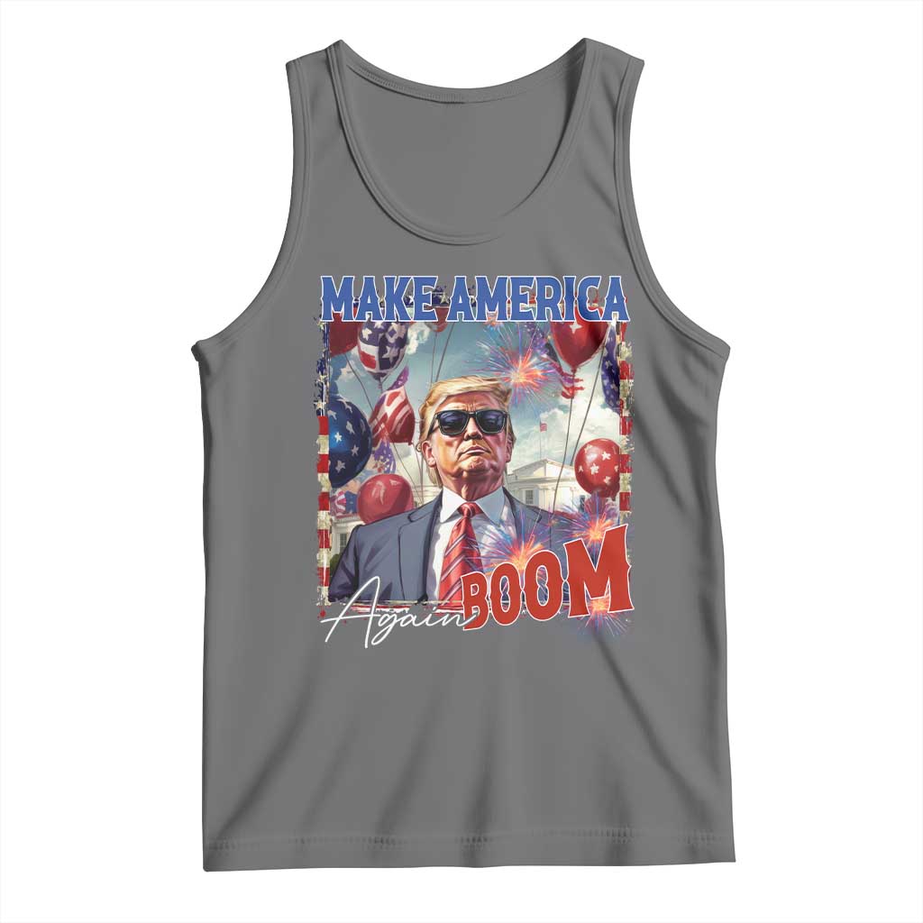 Funny Trump 4th of July Tank Top Make America Boom Again American Flag TS11 Black Heather Print Your Wear