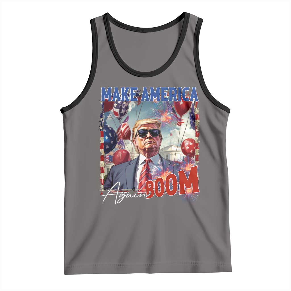 Funny Trump 4th of July Tank Top Make America Boom Again American Flag TS11 Deep Heather Black Print Your Wear