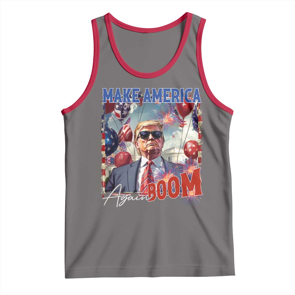 Funny Trump 4th of July Tank Top Make America Boom Again American Flag TS11 Deep Heather Red Print Your Wear