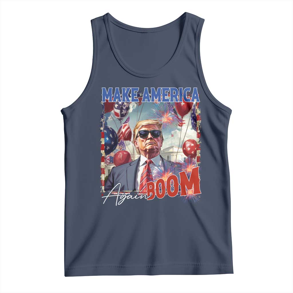 Funny Trump 4th of July Tank Top Make America Boom Again American Flag TS11 Navy Print Your Wear