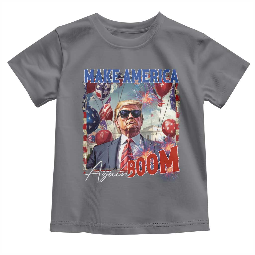 Funny Trump 4th of July Toddler T Shirt Make America Boom Again American Flag TS11 Charcoal Print Your Wear
