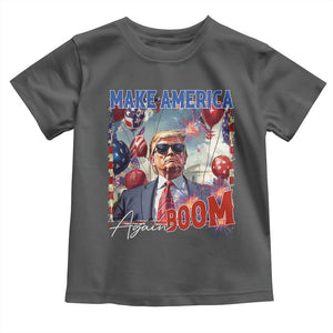Funny Trump 4th of July Toddler T Shirt Make America Boom Again American Flag TS11 Dark Heather Print Your Wear