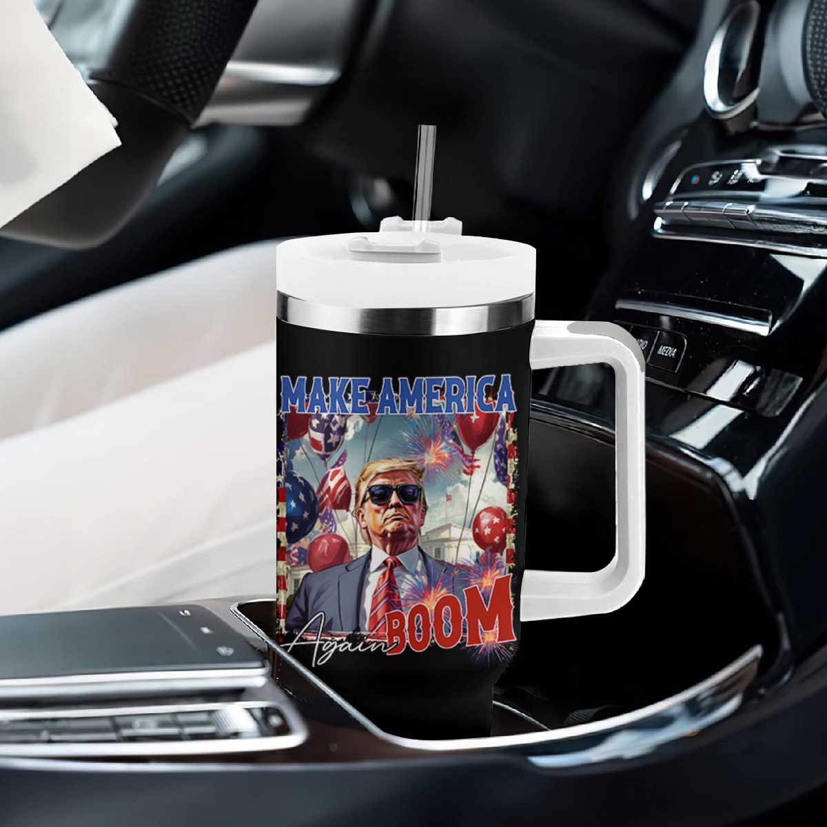 Funny Trump 4th of July Tumbler With Handle Make America Boom Again American Flag TS11 Print Your Wear