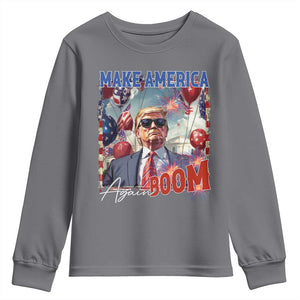 Funny Trump 4th of July Youth Sweatshirt Make America Boom Again American Flag TS11 Charcoal Print Your Wear