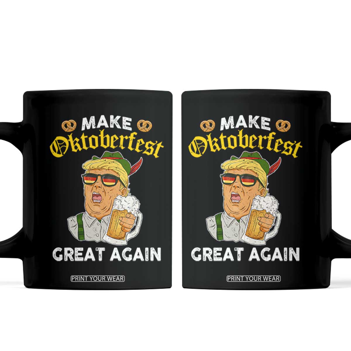 Funny Trump Beer Coffee Mug Make Oktoberfest Great Again Pretzels TS11 Black Print Your Wear