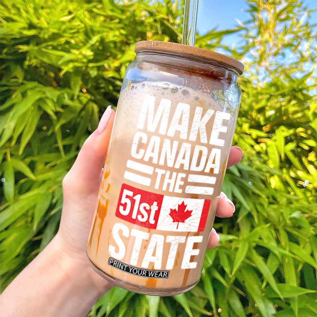 Funny Trump Make Canada 51st State Glass Can Canadian Flag TS10 Print Your Wear