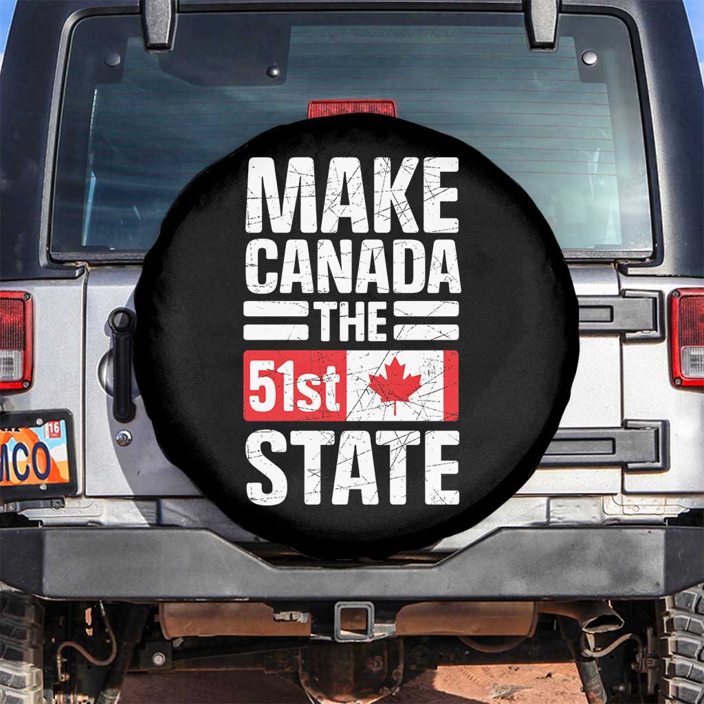 Funny Trump Make Canada 51st State Spare Tire Cover Canadian Flag TS10 No hole Black Print Your Wear