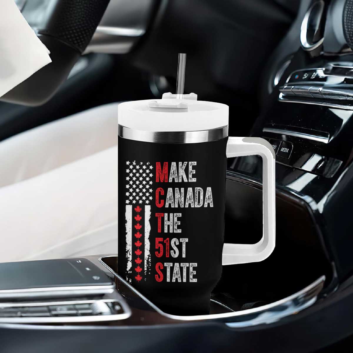 Funny Trump Make Canada 51st State Tumbler With Handle TS10 Print Your Wear