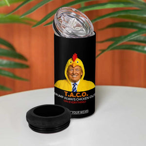Funny Trump TACO Sarcasm 4 in 1 Can Cooler Tumbler Trump Always Chickens Out Joke TS02 Print Your Wear