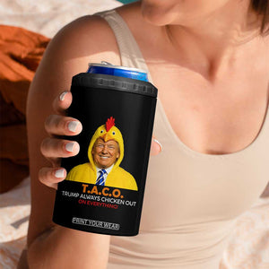 Funny Trump TACO Sarcasm 4 in 1 Can Cooler Tumbler Trump Always Chickens Out Joke TS02 Print Your Wear