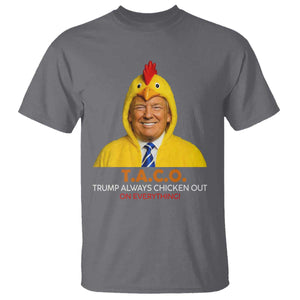 Funny Trump TACO Sarcasm T Shirt Trump Always Chickens Out Joke TS02 Charcoal Print Your Wear