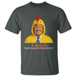 Funny Trump TACO Sarcasm T Shirt Trump Always Chickens Out Joke TS02 Dark Heather Print Your Wear