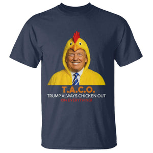 Funny Trump TACO Sarcasm T Shirt Trump Always Chickens Out Joke TS02 Navy Print Your Wear