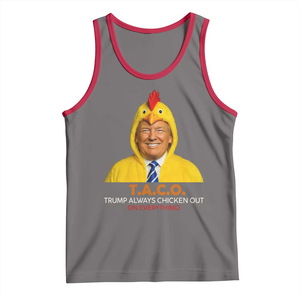 Funny Trump TACO Sarcasm Tank Top Trump Always Chickens Out Joke TS02 Deep Heather Red Print Your Wear