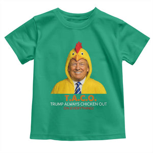 Funny Trump TACO Sarcasm Toddler T Shirt Trump Always Chickens Out Joke TS02 Irish Green Print Your Wear